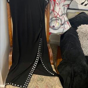 Black jersey Michael Kors dress w/silver metal stud details.
